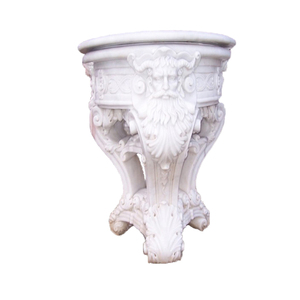 Vaso di fiori di grande marmo con uva e colonna romana scultura di decorazione del giardino domestico