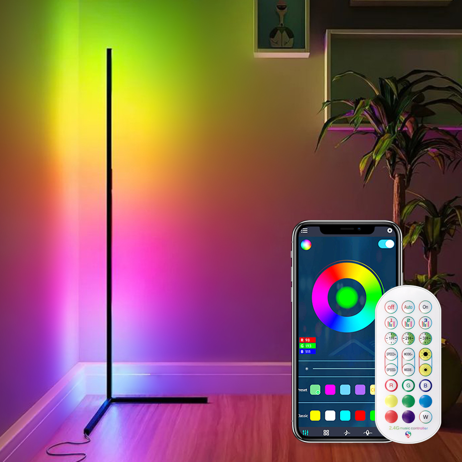 Noir + Bluetooth + APP + télécommande 24 touches