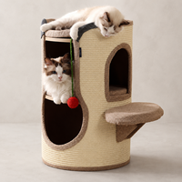 Arbre à chat et griffoir de luxe double couche en sisal avec plateforme de repos et boule suspendue pour chats d'intérieur – Vente en gros