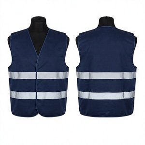 Gilet de sécurité professionnel en maille polyester 120 GSM, ignifuge et respirant, bleu marine, avec bandes réfléchissantes et logo personnalisé, résistant à la chaleur - Product Image 1