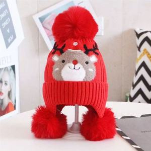 Đa Năng Mùa Đông Ấm Áp Áo Thun <span class=keywords><strong>Cap</strong></span> Cho Trẻ Em Đôi Bóng Dệt Kim 3D Thêu Giáng Sinh Elk Bãi Biển Windproof Tai Cho Kinh Doanh - Product Image 3