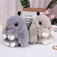 Tavşan kürk oyuncak peluş doldurulmuş anahtarlık yumuşak tavşan şekilli anahtarlık aksesuarları
