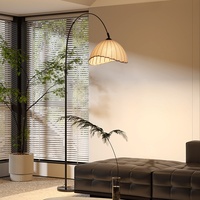 Lampe sur pied LED en fer de style Wabi-Sabi avec abat-jour en tissu, design vintage pour salon, chambre à coucher, coin canapé