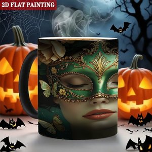 Tasse magique sensible à la chaleur en céramique noire givrée 11oz, design moderne et épuré, pour bureau ou chambre - Product Image 6