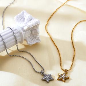 Collar de Moda para Mujer con Colgante de Estrella de Micro Diamantes y Cadena de Clavícula con Diamantes de Imitación, Joyería de Moda de Acero Titanio - Product Image 6