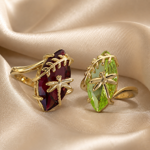 Anello a forma di libellula in stile verde, design naturale, accessori alla moda per l'uso quotidiano - Product Image 4