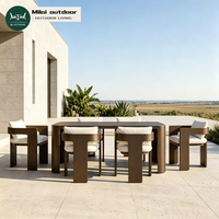 Ensemble de meubles d'extérieur en aluminium, table et chaises d'extérieur, coussins imperméables résistants aux intempéries, ensemble de salle à manger d'extérieur pour villa et resort