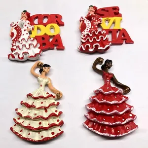 Kitchen Home Decoration Spain Tourist Attractions Character Souvenirs 3D Resin Refrigerator Magnet Custom logo Fridge magnet