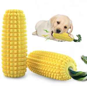 Hot Sale Reusable Pet Teeth Cleaning Rubber Corn Dog Chew Toys for Puppy Toothbrush Interactive