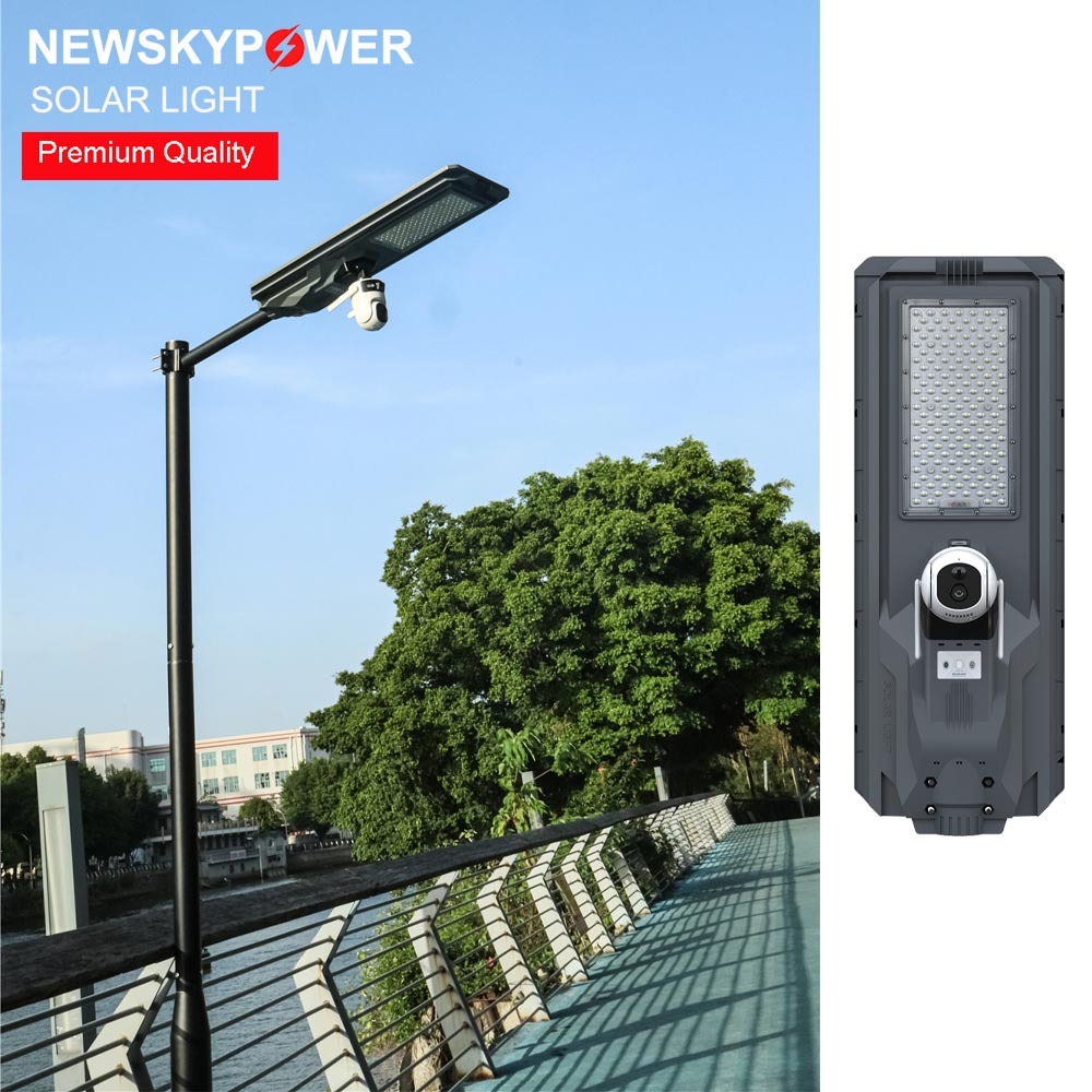 MJ-SSTH1200C High Lumen IP65 Solar LED Street Light with Dual Camera 4G WIFI CCTV Security Lighting Outdoor