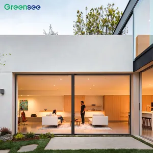 Greensee yüksek performanslı Windproof anti-hırsızlık Metal çerçeve temperli cam sürgülü iç camlı kapı