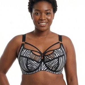 Sujetador con aros push-up floral translúcido ultrafino de talla grande para mujer con almohadilla frontal extraíble, transpirable y sin costuras - Product Image 3