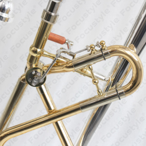 Trombón Profesional <span class=keywords><strong>de</strong></span> Primera Calidad, Cuerpo <span class=keywords><strong>de</strong></span> Latón Dorado, Bb/F, Trombón Tenor Plateado con Bisagra - Product Image 3