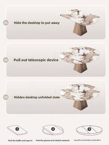 Set Tavolo <span class=keywords><strong>da</strong></span> <span class=keywords><strong>Pranzo</strong></span> Rotondo Allungabile con Piano in Marmo di Lusso Moderno e Sedie <span class=keywords><strong>da</strong></span> 4 6 8 Posti per Arredamento Soggiorno di Design - Product Image 3