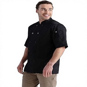 Veste de Chef Professionnelle pour Hommes 100% Coton, Manches Courtes, Légère, Coupe Ample, Imprimé Cartoon, Popeline, Cuisine, Restaurant, Travail - Product Image 4