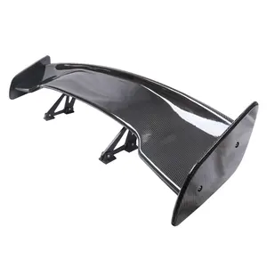 DTouch Spoiler mobil Universal, bahan ABS Spoiler sayap belakang serat karbon terlihat GT braket tinggi balap sayap belakang