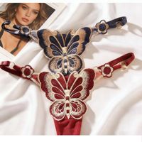 String brodé tricoté à taille basse avec ceinture ajustable, lingerie sexy pour femme, tentation quotidienne