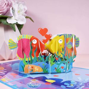 Tarjeta Pop-up 3D de San Valentín con Pez Besándose para Aniversario - Product Image 2