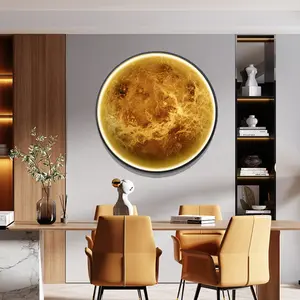 60Cm Moderne Nordic Stijl Ronde Led Maanlamp Decoratief Wandlicht Met 12 Kristallen Modus Voor Woonkamer Slaapkamer