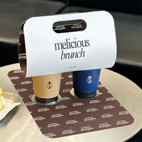 Porte-gobelets en papier biodégradable personnalisé à paroi simple pour boissons à emporter, café, thé, pâtisserie, avec logo personnalisé