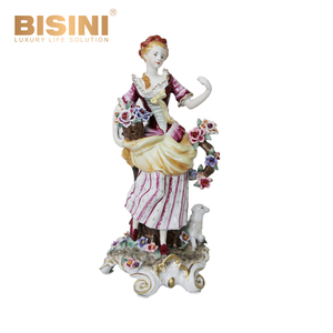 Fabbrica personalizzata stile vittoriano fanciulla aristocratica circondata da cesti floreali statuetta porcellana statuetta di porcellana ornamenti - Product Image 2