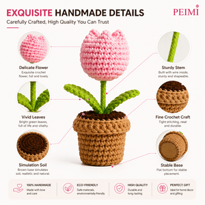 Mini <span class=keywords><strong>Fiori</strong></span> Estetici in <span class=keywords><strong>Vendita</strong></span>, 100% Fatti a Mano, Rose, Tulipani, Margherite in Cotone Lavorato all'Uncinetto, per Decorazione Casa <span class=keywords><strong>e</strong></span> Ufficio - Product Image 3