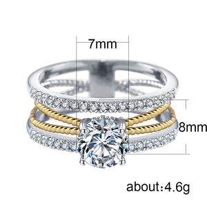 Anello Elegante con Zirconi Geometrici Dorati, Gioiello Moderno per Uso Quotidiano Femminile - Product Image 5