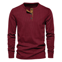 Nouvelle Collection 2026 – Chemise Henley Homme Manches Longues en Velours Côtelé Boutonnée Coupe Slim – Haut Décontracté et Polyvalent