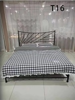 Fabriqué en Chine, cadre de lit pliant en fer forgé noir et blanc, simple, bon marché, de haute qualité, respectueux de l'environnement