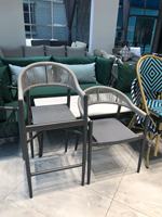 Mobilier d'extérieur Chaise haute de bar en aluminium Patio Café Restaurant Bistro français Tabourets de comptoir empilables en corde
