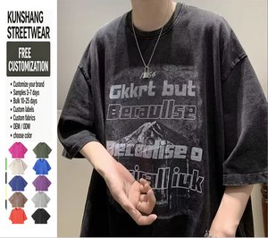 T-shirt Vintage in Cotone Pesante con <span class=keywords><strong>Stampa</strong></span>, Vestibilità Ampia, Spalle Cadenti, Unisex, Stile Streetwear, <span class=keywords><strong>Stampa</strong></span> Cartoon Hip Hop - Product Image 1