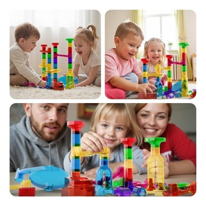 Set di 224 Pezzi <span class=keywords><strong>Blocchi</strong></span> Trasparenti per Costruzioni Biglie, Gioco Fai-da-Te <span class=keywords><strong>con</strong></span> Pista Luminosa e Elevatore a Catena - Product Image 2