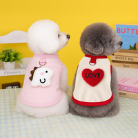 Manteau d'hiver chaud en coton rembourré pour animaux de compagnie, motif dessin animé mignon, avec trou pour harnais en D, pour chiots et chatons de petite et moyenne taille