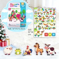 Juego de Bloques Magnéticos de Plástico con Temática de Granja 2026, en Caja de Viaje, 45 Piezas, Mini Bloques de Construcción Magnéticos para Niños