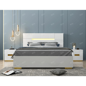 Hotel moderno de lujo muebles colchón dormitorio conjuntos de madera de alto brillo pintura tamaño King plataforma Marco de cama con 5 cajones - Product Image 3