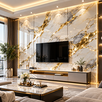 Panneau mural moderne ignifuge à effet marbre UV en PVC haute brillance, imperméable, pour usage commercial, intérieur de maison et d'hôtel, sur mesure
