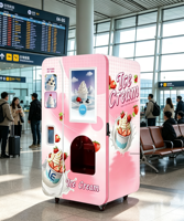 Distributeur automatique de crème glacée molle, paiement intelligent, kiosque de vente de crème glacée sans personnel pour parc d'attractions, station-service