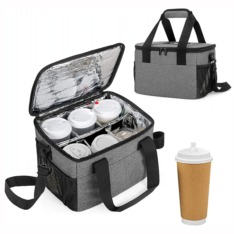 القهوة حقيبة توصيل قابلة لإعادة الاستخدام 6 أكواب الشراب الناقل حامل برودة حمل معزول الغذاء حقيبة توصيل s مع فواصل
