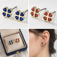 Boucles d'oreilles clous minimalistes Mylove personnalisées en argent sterling 925 plaqué rhodium avec zircon CZ trèfle à quatre feuilles, vente en gros