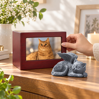 Urne funéraire moderne en bois Zheng Xin pour chat et chien avec cadre photo, cercueil rectangulaire pour fournitures funéraires d'animaux de compagnie