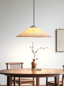 Lampe suspendue en travertin Wabi Sabi, îlot de cuisine, salle à manger, Japandi, pierre naturelle, papier de riz, LED, UL, RoHS, lampe suspendue en lin, décoration zen - Product Image 2