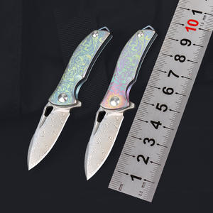 سكين سلسلة مفاتيح صغيرة قابلة للطي في الهواء الطلق مقبض تيتانيوم دمشقي هدية سكين EDC مع سكين جيب - Product Image 1