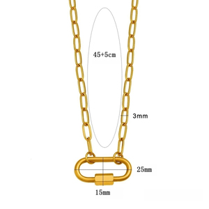 <span class=keywords><strong>Collana</strong></span> <span class=keywords><strong>Lunga</strong></span> di Moda con Catena a Graffetta in Stile Moschettone a Scatto, Gioielli in Acciaio Inossidabile Placcato <span class=keywords><strong>Oro</strong></span> 18k con Fibbia da Arrampicata - Product Image 4