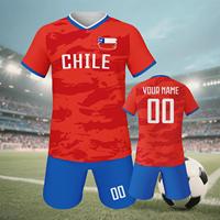 Camisetas de Fútbol Personalizadas de Chile para Niños, Uniformes de Fútbol con Nombre y Número, Conjunto de Camiseta y Pantalones Cortos para Niños y Niñas