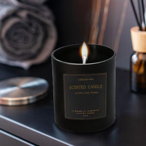 Etiqueta de logotipo personalizado Vela de fragancia de vidrio 6oz 10oz Frascos de vela negros modernos con tapa de metal - Product Image 3