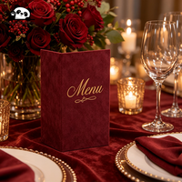 Porte-menu de restaurant de luxe personnalisé en daim avec dorure à chaud, couverture de menu en velours rose nuit