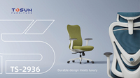 Chaise de bureau ergonomique moderne haut de gamme OEM/ODM avec rembourrage en éponge et revêtement en tissu maillé, à roulettes, pour la maison, le bureau et l'hôpital