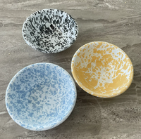 Marbre Bleu Mouchetures Blanc Points Émail Camping Ensembles Pique-Nique Émail Tasse 8cm Bol 15cm Assiette Plat 24cm Théière 2.4L Seau 3LSpoon