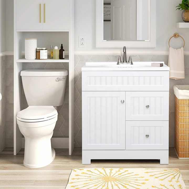 30 Inch White Bathroom Combo Mdf Eco-friendly Modern Waterproof Vanity ...