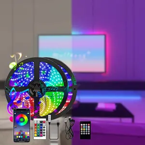 شريط إضاءة ليد 5 فولت موسيقي ذكي بالبلوتوث مع ديكور داخلي مقاوم للماء SMD TV إضاءة خلفية شريط إضاءة ليد